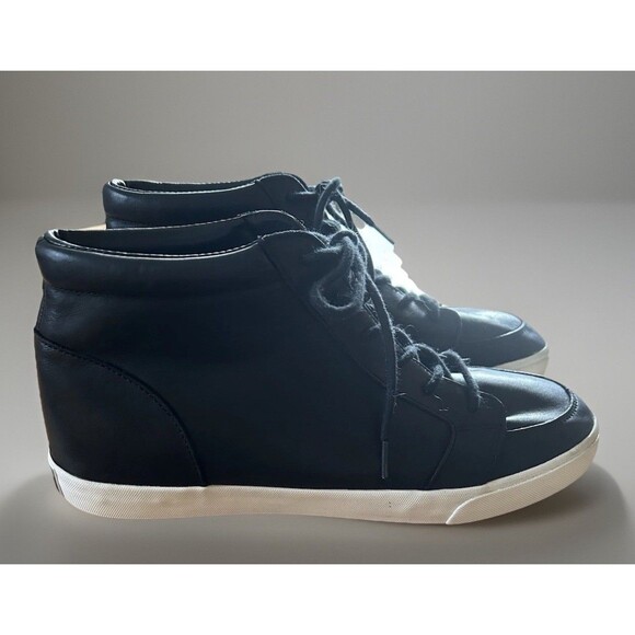 Lauren Ralph Lauren Rowling High Top Leather Sneakers Black Lace Up Size 11B - Picture 4 of 10
